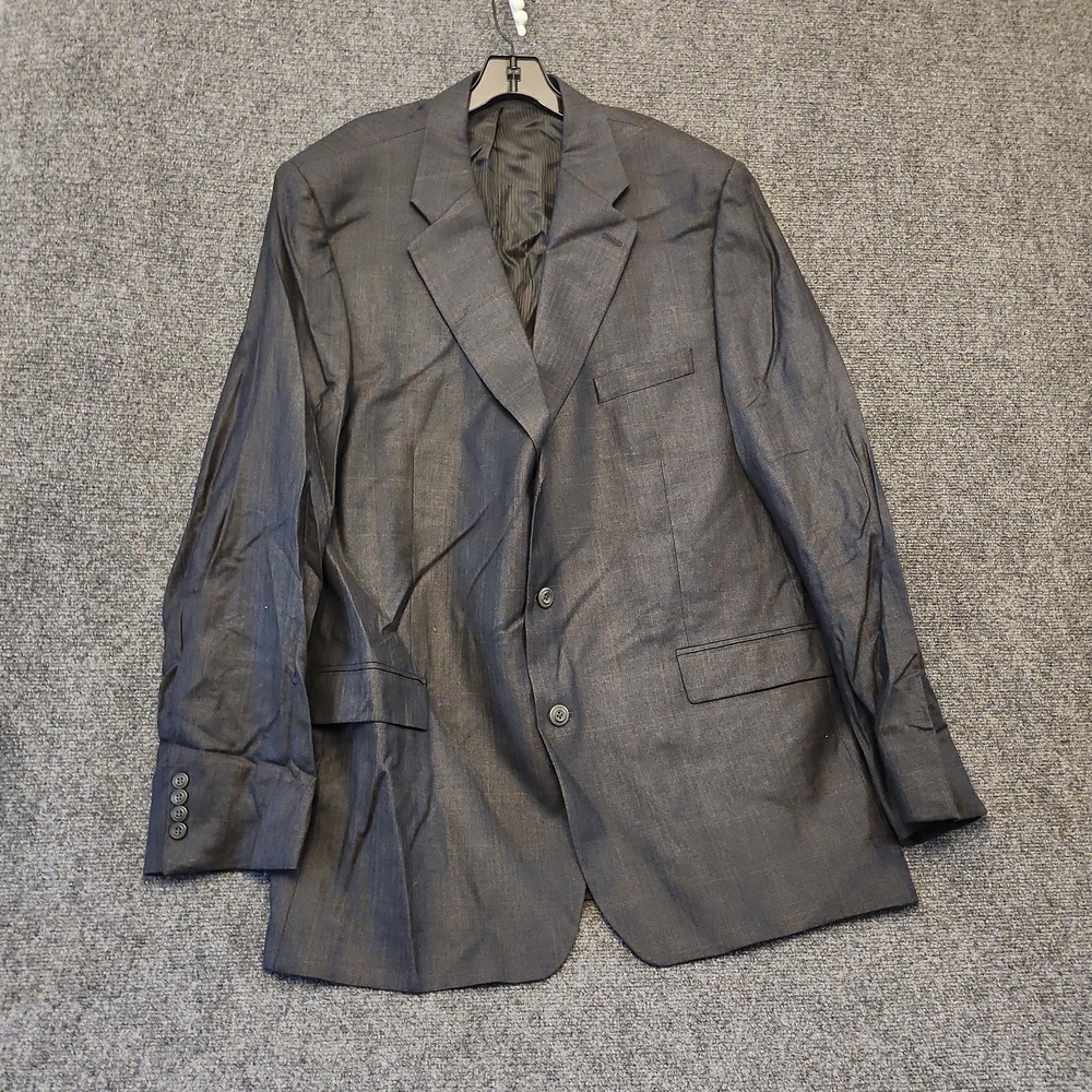Carlo Mandrone Suit Jacket Mens 40R Blue Silk‎ Wool Herringbone Tweed Canada